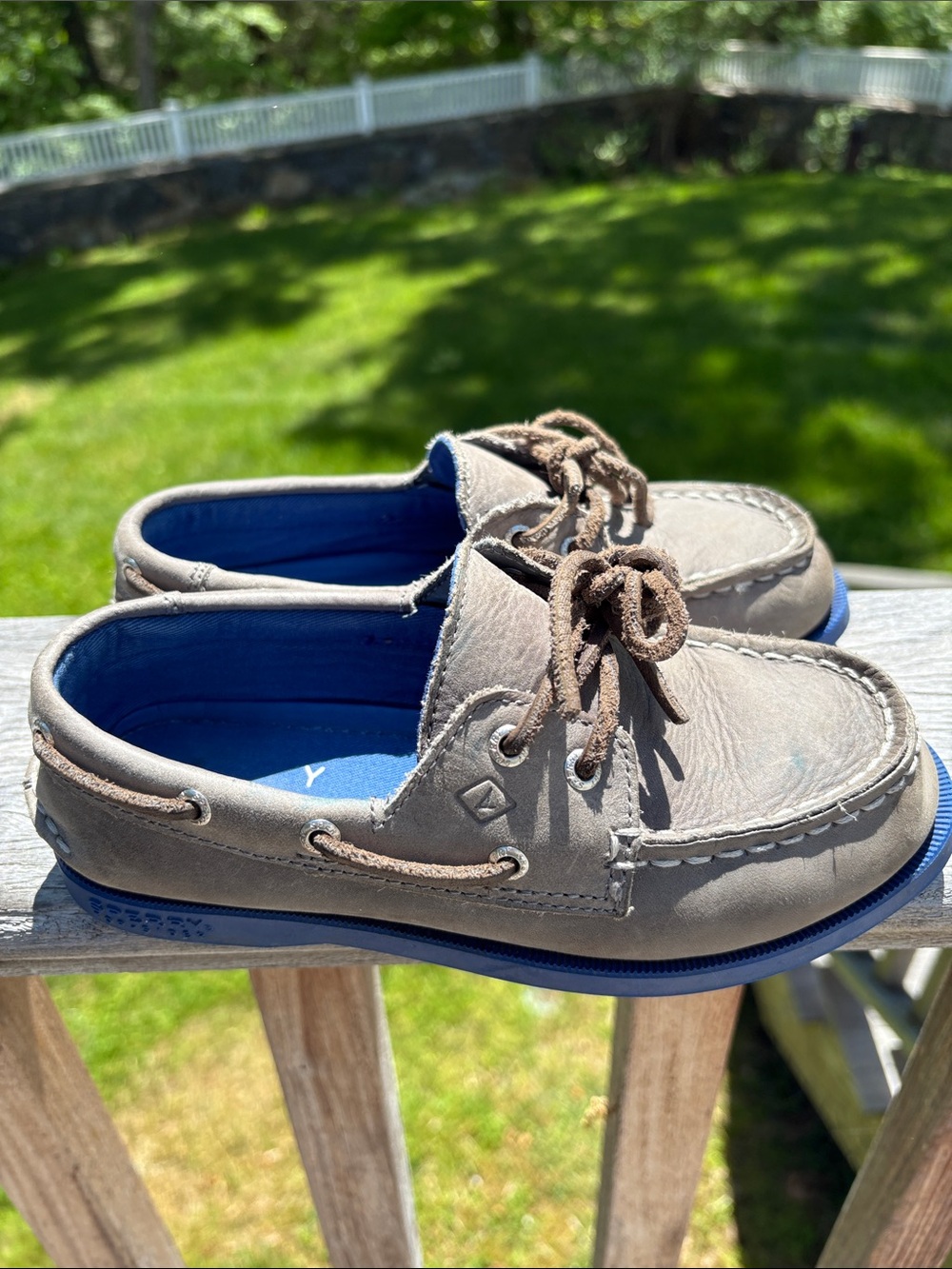 Sperry x vineyard vines Gray and Blue Kids Boat shoes